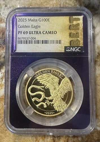 2025 Malta G100E 1oz Gold Golden Eagle NGC PF69 Ultra Cameo