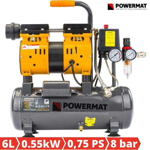 Kompressor ÖLkompressor Druckluftkompressor Luftkompressor 8Bar 6L 0,75PS 0,55Kw-image