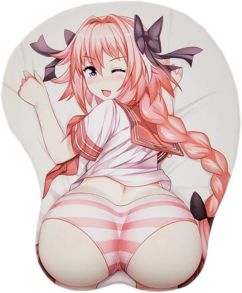 Alfombrillas de ratón Astolfo 3D Anime con reposamuñecas Alfombrillas de ratón Oppai para juegos Recubrimiento bidireccional Foto 3 de 4