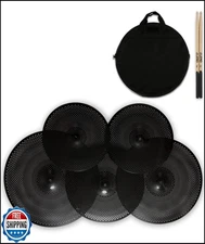 Low Volume Cymbal Pack, Quiet Cymbal Set 14''/16''/18''/20'' (5 Pcs, Black) |