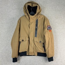 Superdry Everest Parka Jacket Mens Large Tan Brown Hooded Winter Coat