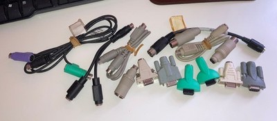 SET Vintage PS/2 6 Pin Mini DIN Seriell 9 Pin DB9 Maus Adapter Konverter