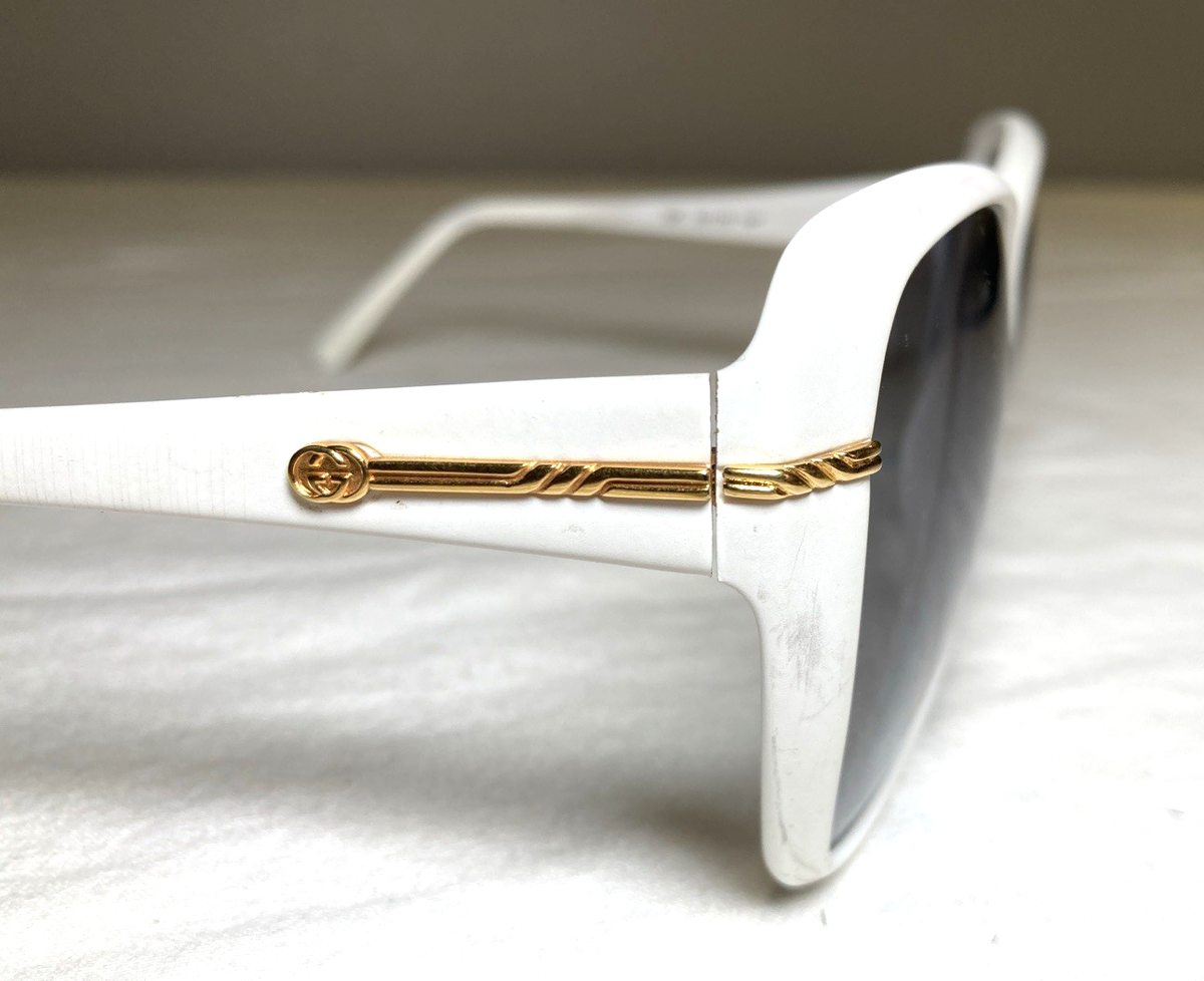 Vintage Gucci Sunglasses Oversized Square White w/ Gold Women | eBay