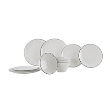 Gimex Linea Line Geschirr-Set, 12-teilig, schwarz/weiß