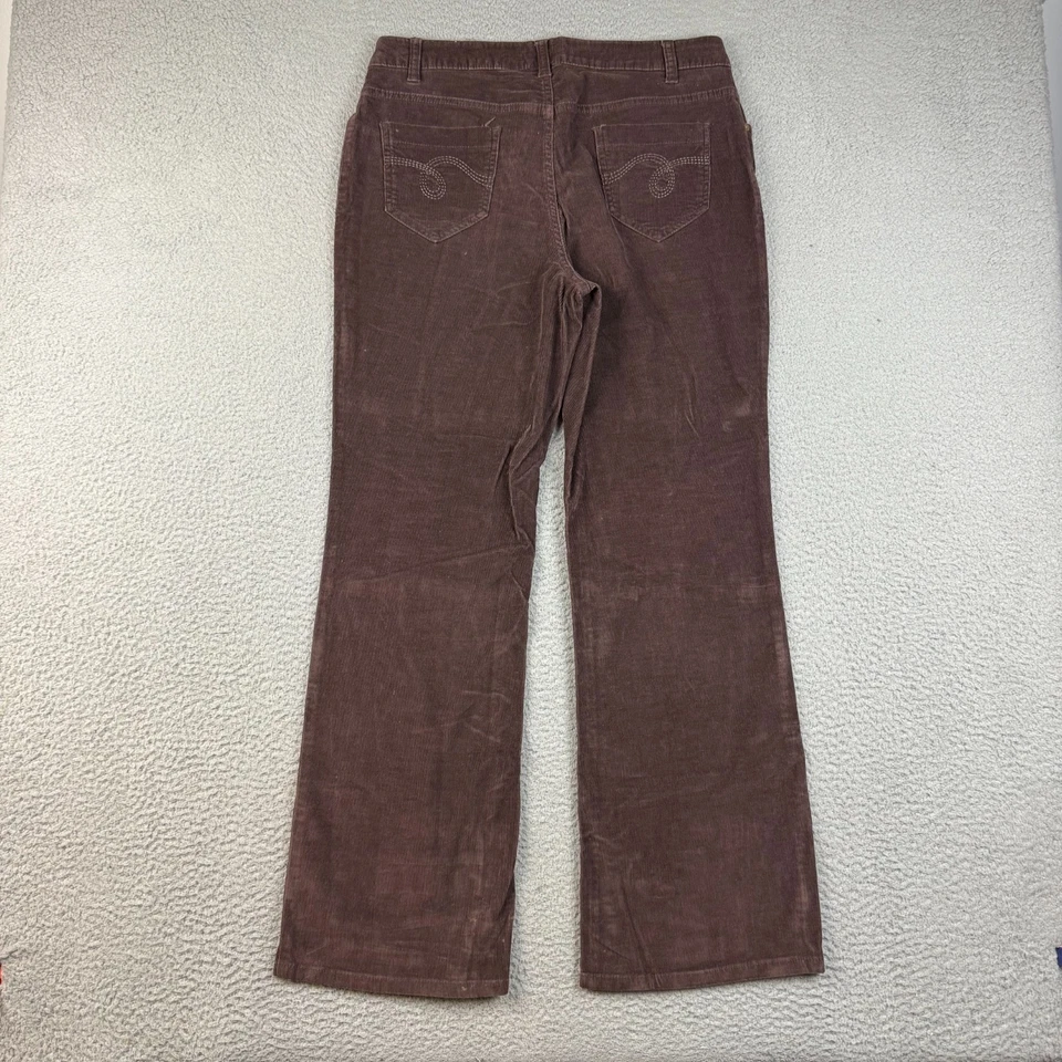 Calça feminina de veludo tamanho 10 34x30 marrom bootcut mistura de algodão boho cintura alta - Imagem 2 de 4