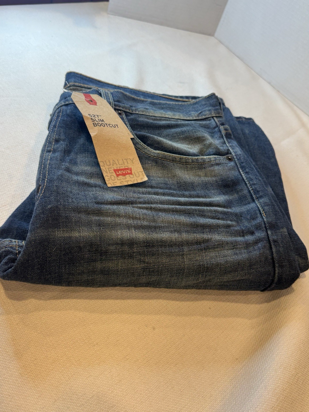 NWT Levi’s 527 Slim Bootcut Fit Denim Blue Jeans 36x34 Western Country 2018 thumbnail 14