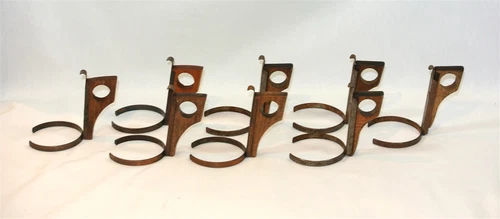Vintage ZARF California Pottery Tumbler Handle Set of 8 Wood Copper Franciscan? 