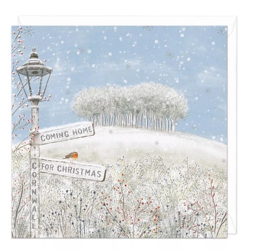 * Whistlefish Coming Home For Christmas Card Snow Cornwall Trees Incl Stamp *
