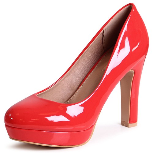 Damenschuhe Lack Pumps Plateau High Heels Sky Heels Blockabsatz Trendy - Bild 6 von 11