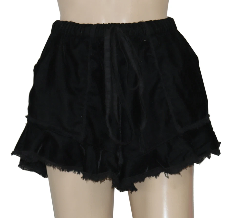 Pantalones Cortos Free People FP One Solona Terciopelo tiro Medio Negro Volantes Cordón XS NUEVOS Foto 3 de 4