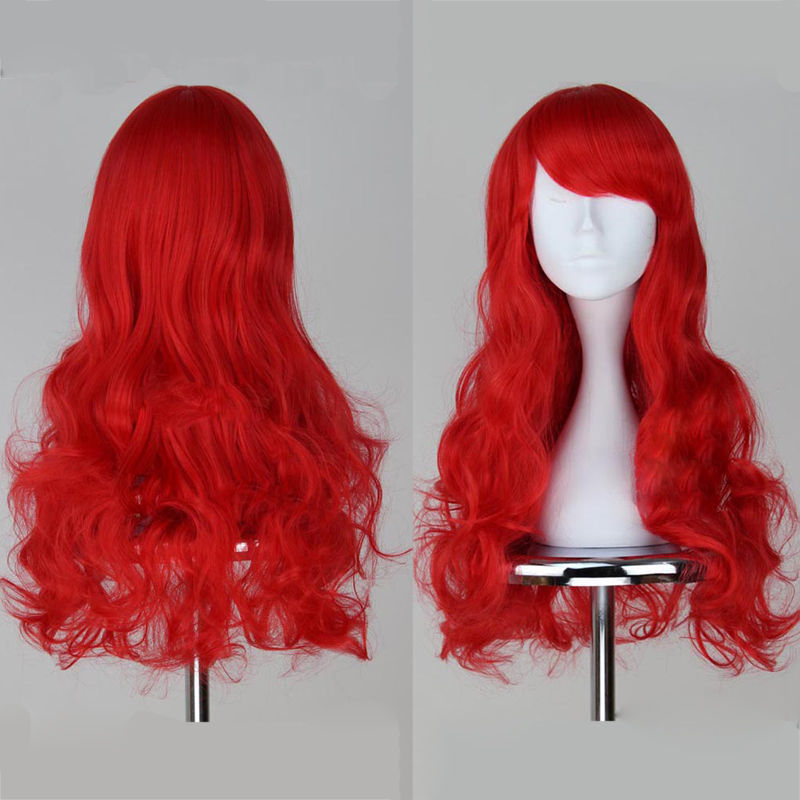 Princess Little Mermaid Ariel Red Wig Long Curly for Kids Children