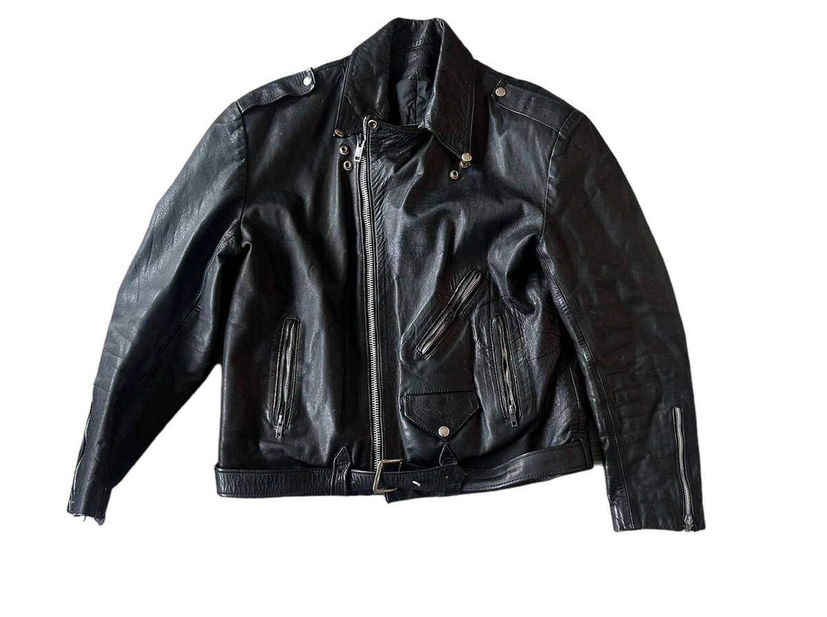 LUIKヴィンテージ1980s padded leather jacket 1980s Vintage Ideal Zipper Motorcycle Leather Jacket | eBay