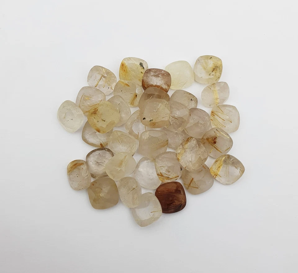 Natural Golden Rutile Quartz Loose Stone Square Cushion Cut 12 MM 50 CT 9 Pcs - Image 3 of 4