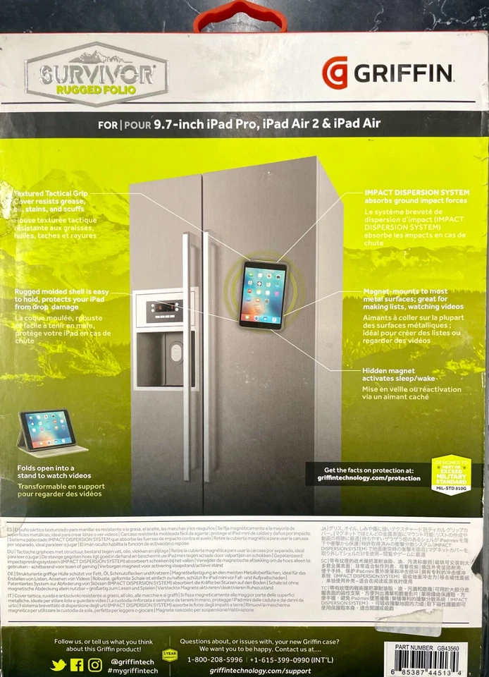 Folio resistente Griffin Survivor con cubierta de agarre táctico para iPad Air y iPad Air 2 Foto 3 de 3