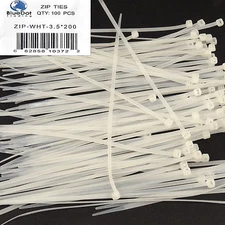 100 PCS Pack 8" inch WHITE Network Cable Cord Wire Tie Strap 40 Lbs Zip Nylon