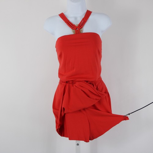 Pagliaccetto Cache NUOVO $138 taglia M corallo rosa tono oro hardware cintura rayon spandex - Foto 3 di 15