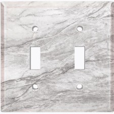 Metal Light Switch Cover Wall Plate Kitchen Marble Gray Pattern Tile MAR035