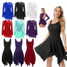 Women's Lyrical Dance Dress Costume Modern Ballroom Sleeveless Ballet Dancewear