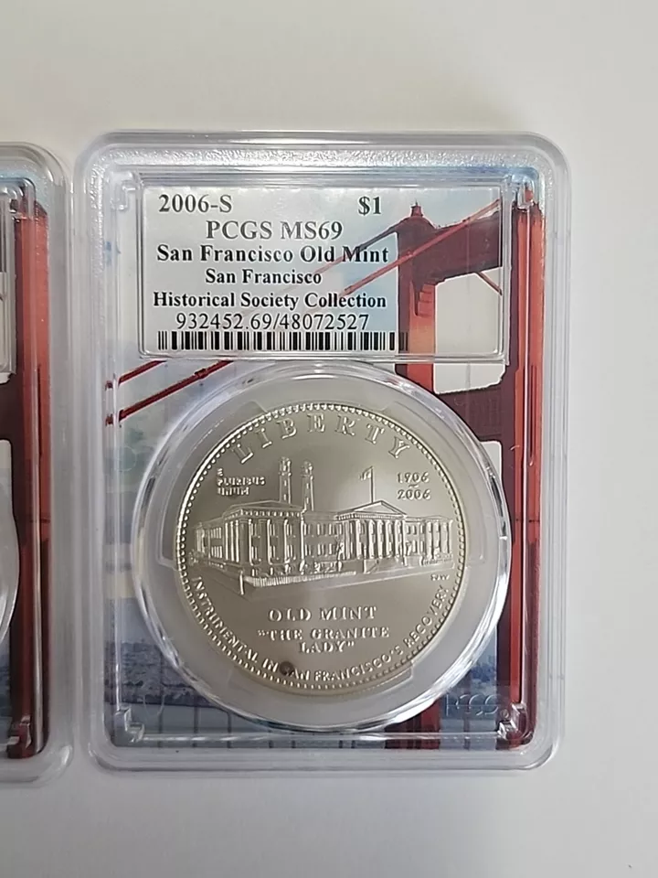 2006-S PCGS MS69 PR69DCAM San Francisco Old Mint Commemorative Silver $ Set. TWO - Image 3 of 4