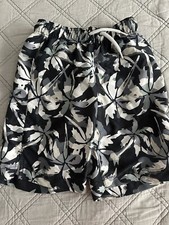 Children s Place Boys Black White Gray Palm Tree swim shorts M 7/8