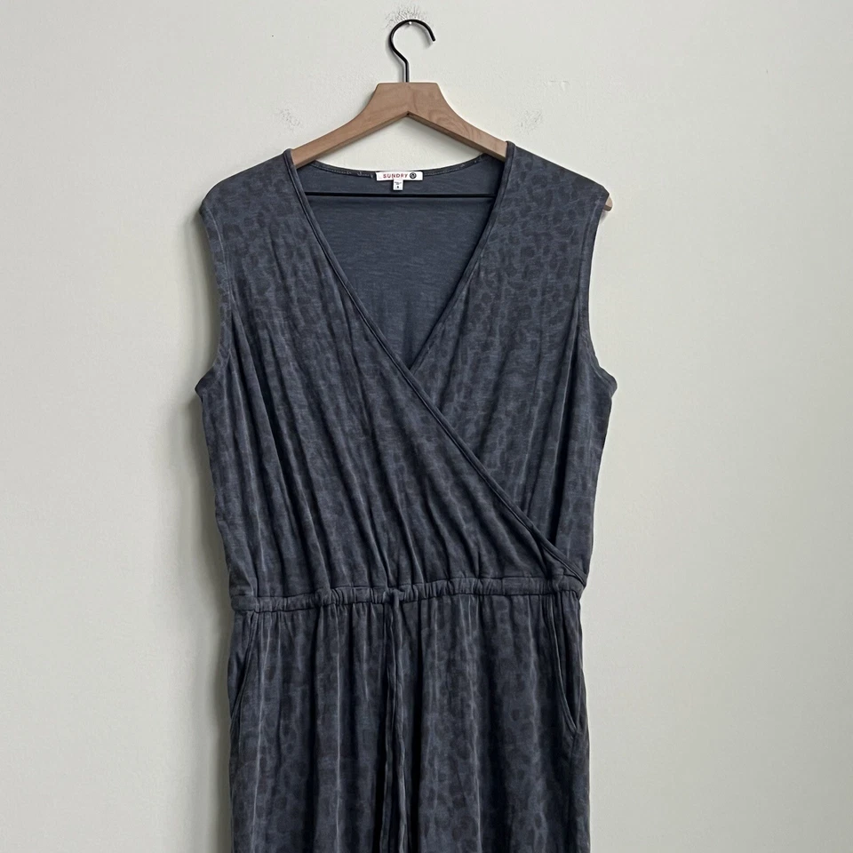 Mono Sundry Azul Gris Estampado Animal Mezcla de Algodón Cintura Elástica Pierna Dobladillo Talla 3 Foto 3 de 4