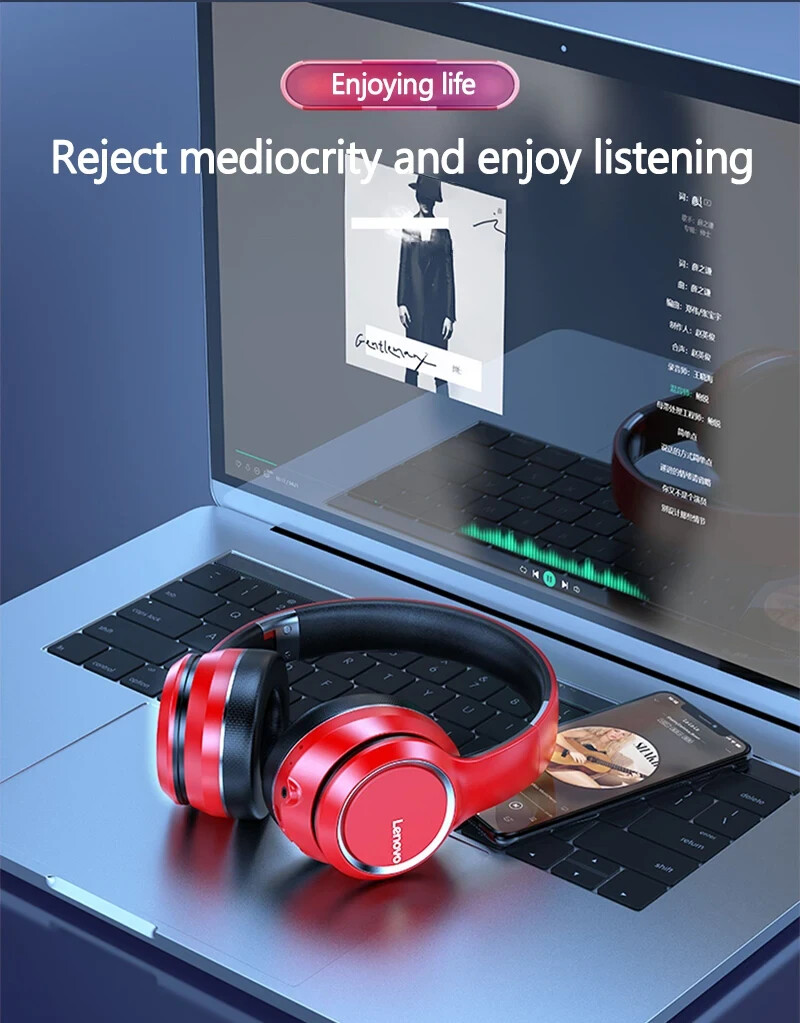 Auricolari Bluetooth Lenovo Cuffie Wireless Pieghevoli Cancellazione Del Rumore foto 4