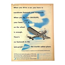 ERCOUPE AIRPLANE - Original Vintage 1946 Full-Page Color Print Ad