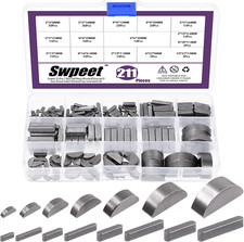 Swpeet 211Pcs Metric Woodruff Key Assortment Kit with 15 Sizes Woodruff Keys