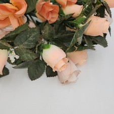 vintage faux fake artificial flowers peach roses w/raindrops 16"