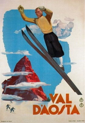 84636 Vintage 1935 Val D?Aosta Italy Ski Skiing Decor Wall Print Poster