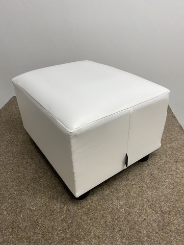 Footstool /Pouffe Small Box Stool footstool gift white faux leather British Made - Picture 3 of 6