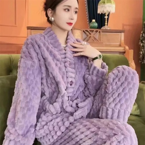 Pajamas Coral Plush Thickened Warm Fashion Network Small Fragrance Outwear Set