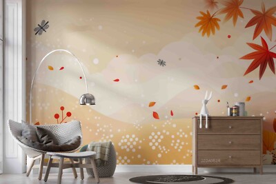 3D Leaf Flower Mountain Dragonfly Plan Wallpaper Wall Murals Removable Wallpaper