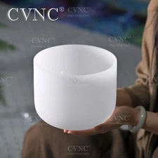 CVNC 432Hz 8" G Throat Frosted Quartz Crystal Singing Bowl Sound Healing Bath
