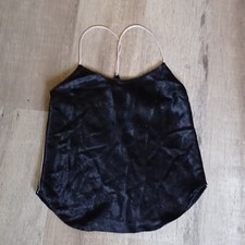 Victoria's Secret Silky Satin Black Racerback Cami Pajama Top Size XS