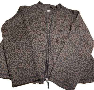 Be Inspired Size XL Full Zip Jackect ActivewearFashion Brown Leopard VTG 90s