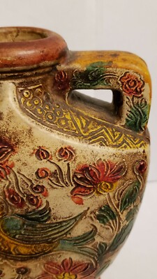 VINTAGE JAPANESE POTTERY PERSIAN STYLE, VASE DOUBLE HANDLE  display picture 1