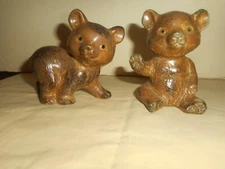 Vintage OTAGIRI Bear Cubs Figurines 2 pc. Stoneware Baby Bears OCM Japan Labels
