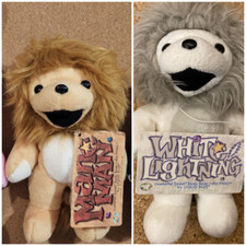 Grateful Dead Bean Bear White Lightning Mane Man Plush Toy Doll Lion Set 7in