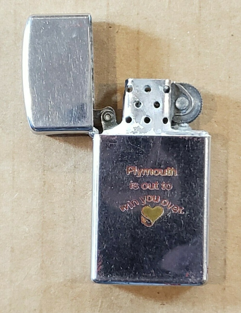 Original 1968 1969 Plymouth Devils Heart Zippo Lighter Mopar Dealer
