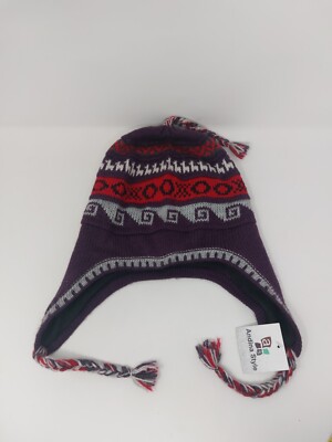 Andina Style Knit Peruvian Beanie Hat Lined Cap