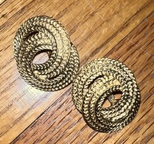 Givenchy Paris New York Gold tone Twist Rope Pierce Clip on Earrings Vintage