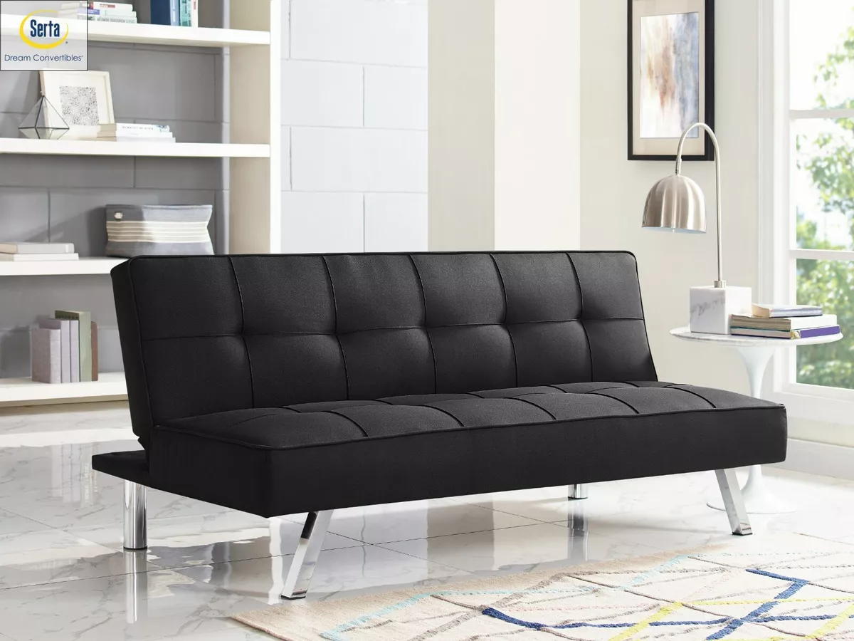 Dark Brown Modern Click Clack Sofa Bed Sleeper 11