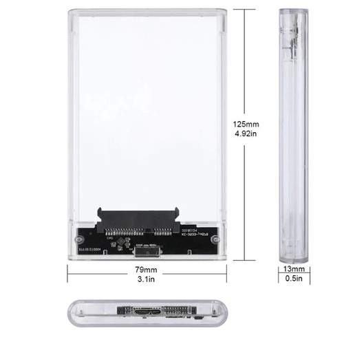 USB 3.0 to SATA III 2.5" HDD/SSD Enclosure Transparent Case UASP Support Gift - Picture 13 of 24