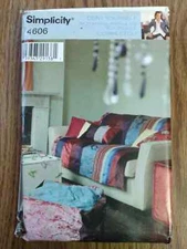 Couch Cover and Cushioned Cube Ottoman Sewing Pattern Simplicity 4606 UNCUT FF