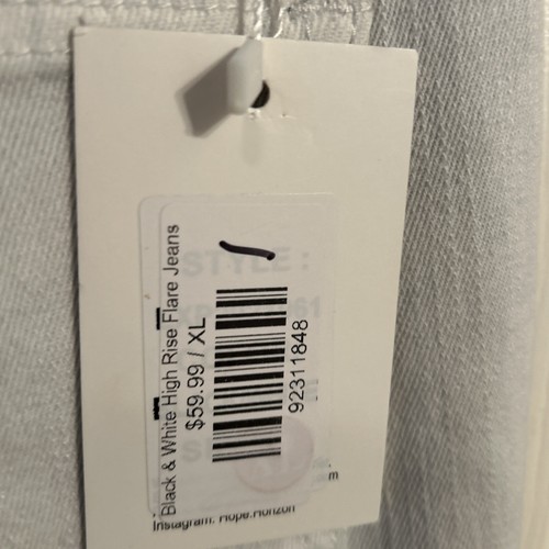 NWT Hope Horizon Black and White High Rise Flare Jeans Size XL - Picture 10 of 12