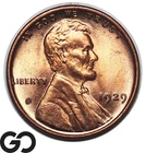 1929 Lincoln Cent Wheat RED Penny, Near Gem BU++ RD