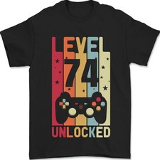 Camiseta Hombres 74 Cumpleaños 74 Años Level Up 100% Algodón