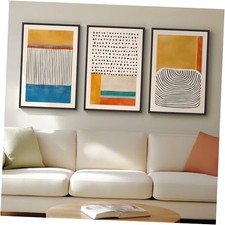 Framed Colorful Abstract Wall Art for 16" W x 24" H x 3Pcs Boho-Mid-Century