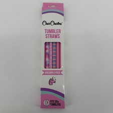 Char Charms Unicorn Tumbler Straws 6 Pack Reusable BPA Free Fits 30oz Tumblers